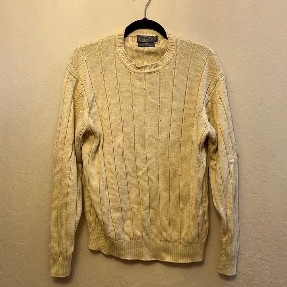 Classic Cream Sweater Talbots Men 75% Silk 25% Cotton